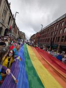 Leeds Pride 2025 Headrow waiting