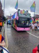 Leeds Pride 2025 Sky pride bus
